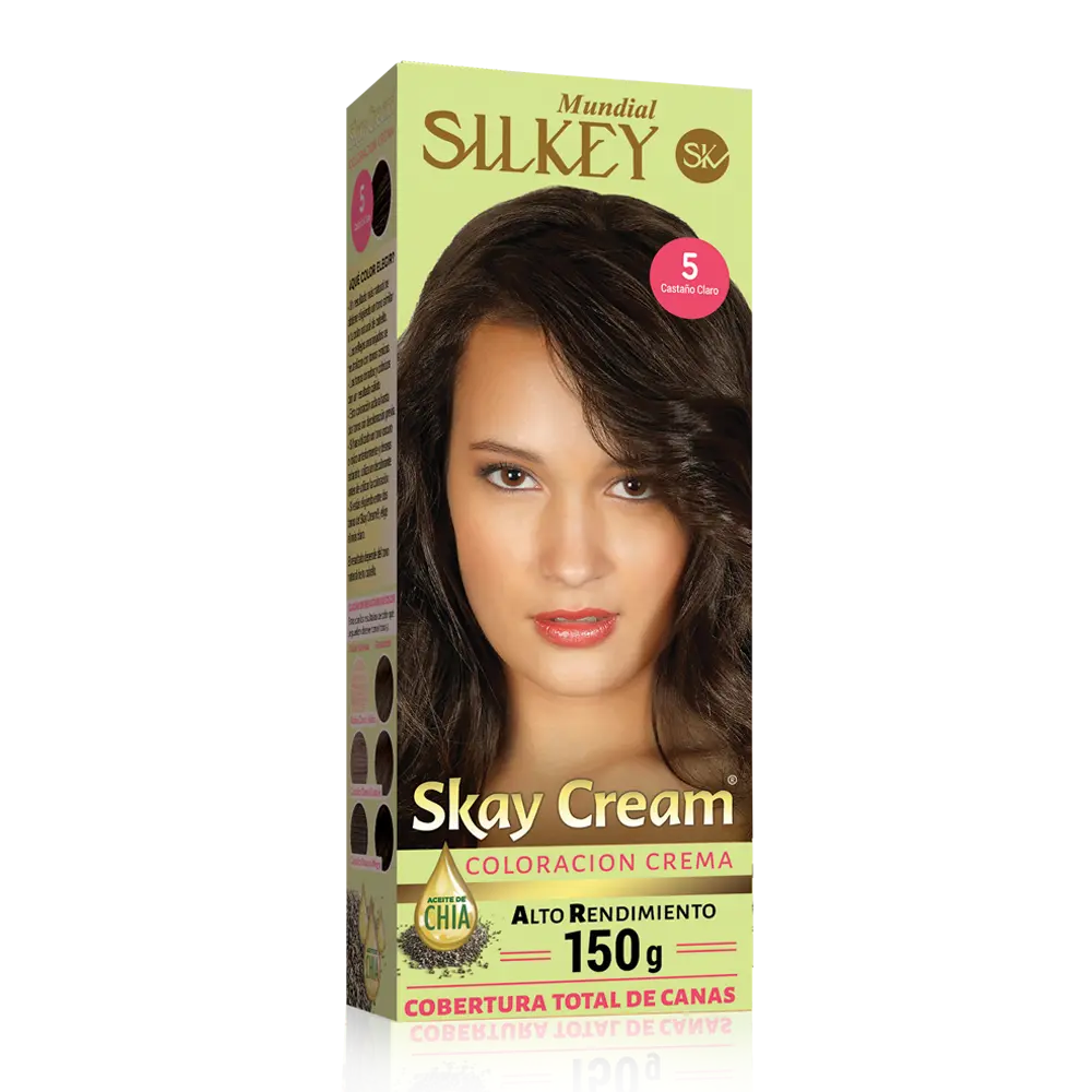 COLORACION CREMA SKAY CREAM  CASTAÑO CLARO (5 - REVELADOR DE COLOR + COLORACION EN CREMA)
