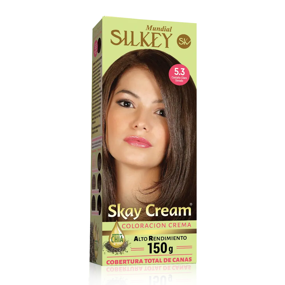 COLORACION CREMA SKAY CREAM  CASTAÑO CLARO DORADO (5.3 - REVELADOR DE COLOR + COLORACION EN CREMA)