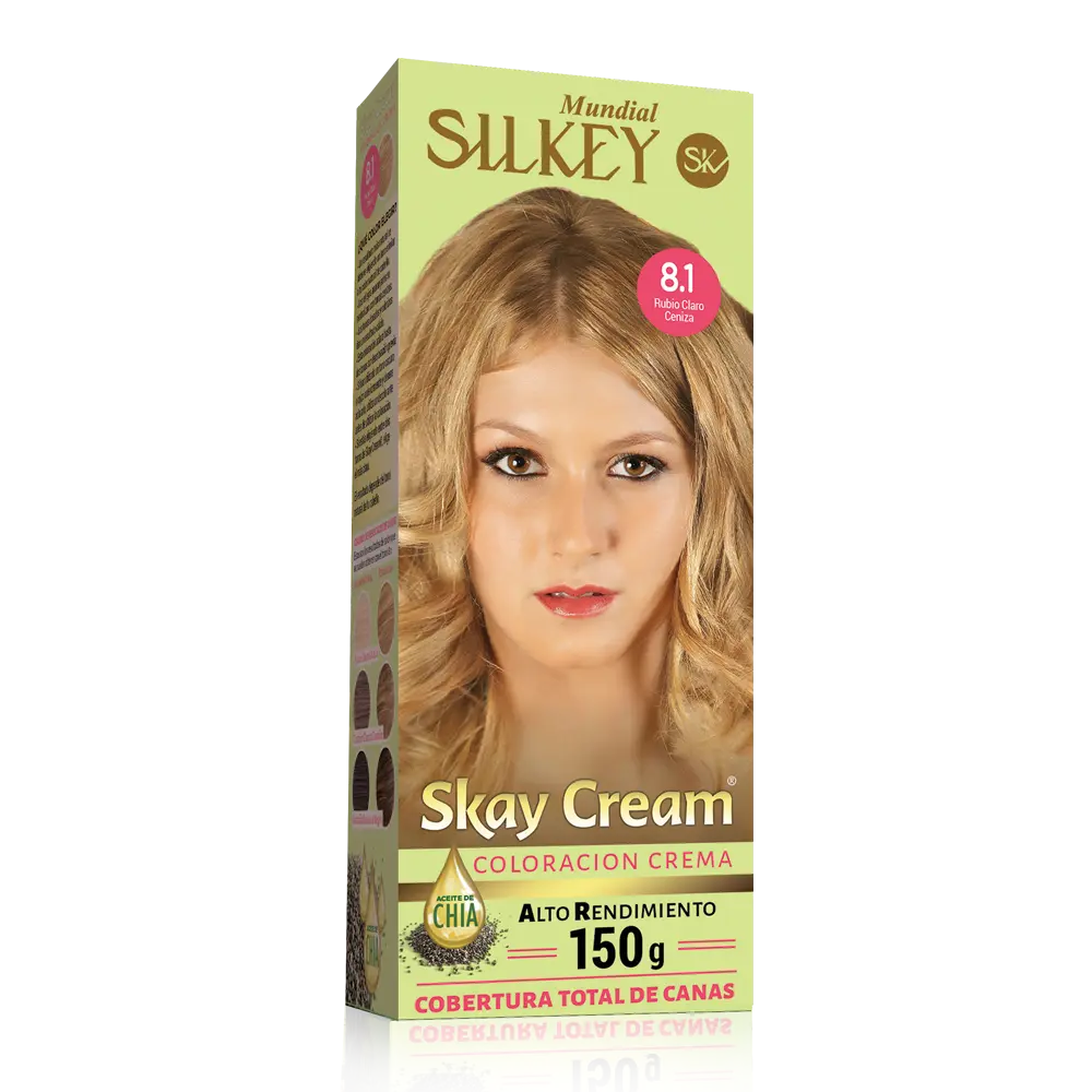COLORACION CREMA SKAY CREAM  RUBIO CLARO CENIZA (8.1 - REVELADOR DE COLOR + COLORACION EN CREMA)