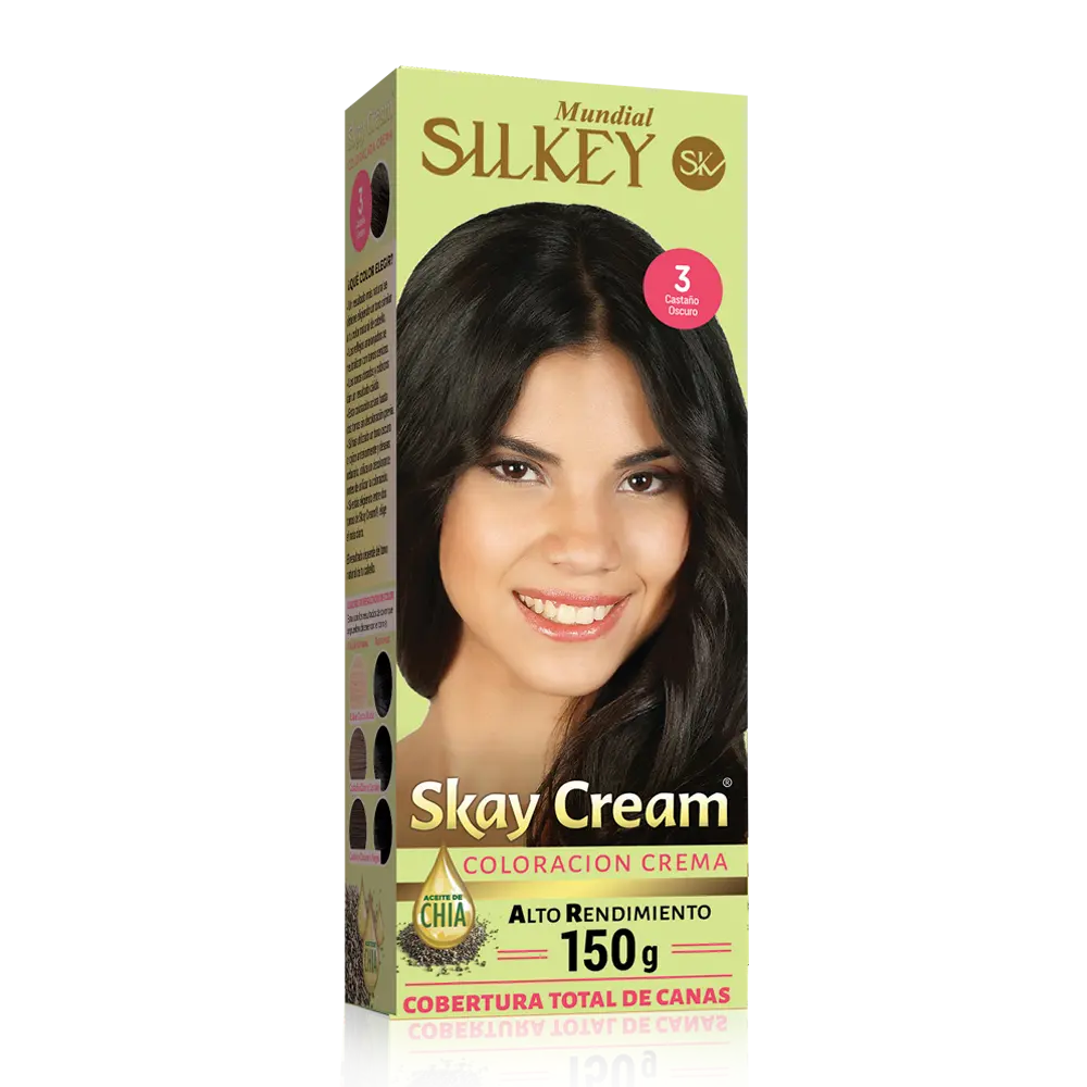 COLORACION CREMA SKAY CREAM CASTANIO OSCURO (3 - REVELADOR DE COLOR + COLORACION EN CREMA)