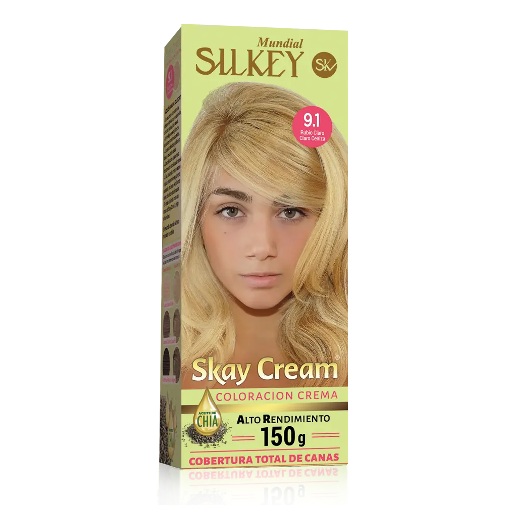 COLORACION CREMA SKAY CREAM RUBIO CLARO CENIZA (9.1 - REVELADOR DE COLOR + COLORACION EN CREMA)