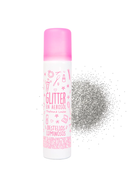 GLITTER EN AEROSOL (PLATA - 80 ML - FRASCO)