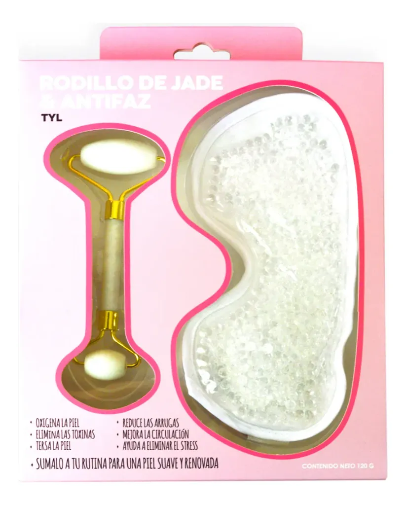 SET RODILLO FACIAL DE JADE+ANTIFAZ DESCONGESTIVO (120 G - CAJA)