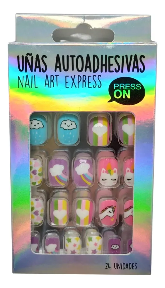 UÑAS AUTOADHESIVAS UNICORNIO (24 UND - CAJA)
