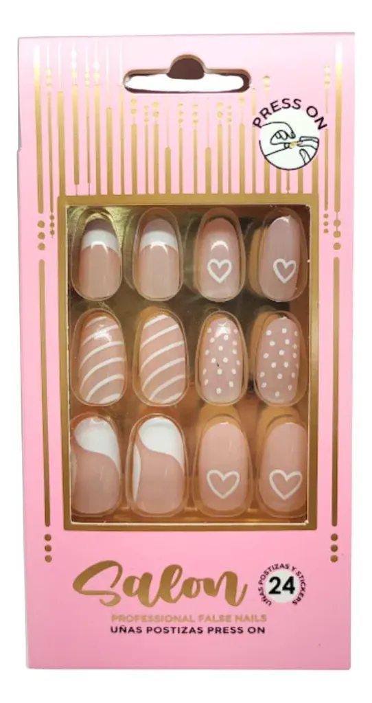 UÑAS POSTIZAS SALON FRANCESA (24 UND - CAJA)