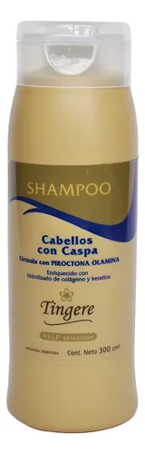 SHAMPOO TINGERE CABELLOS CON CASPA (CON HIDROLIZADO DE COLAGENO Y KERATINA) (300 CC. - BOTELLA)