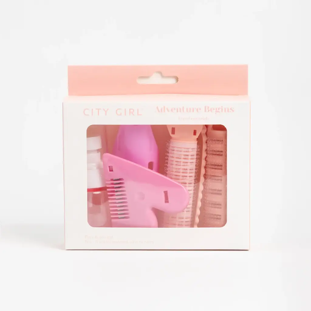 KIT DE VIAJE CON RULERO ADVENTURE BEGINS (ROSA - 5 UND - CAJA)