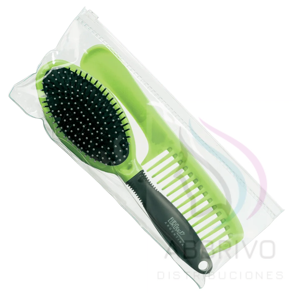 ESTUCHE CON CIERRE CRISTAL CEPILLO + PEINE (2 UND - ESTUCHE) 