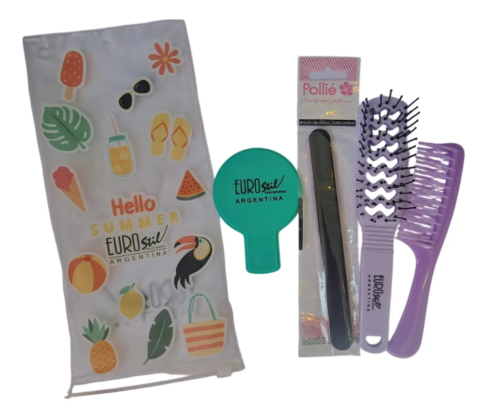 ESTUCHE CIERRE CRISTAL VIAJE CEPILLO+PEINE+LIMA+ESPEJO (4 UND - ESTUCHE)