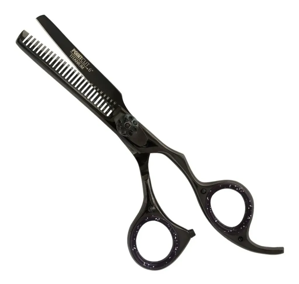 TIJERA BARBERIA PULIR DESMECHAR TITANIO BLACK 6 PULGADAS