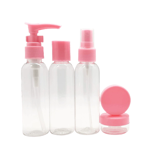 SET DE RECIPIENTES  PARA VIAJE X 5 UN (ROSA - 5 UND)