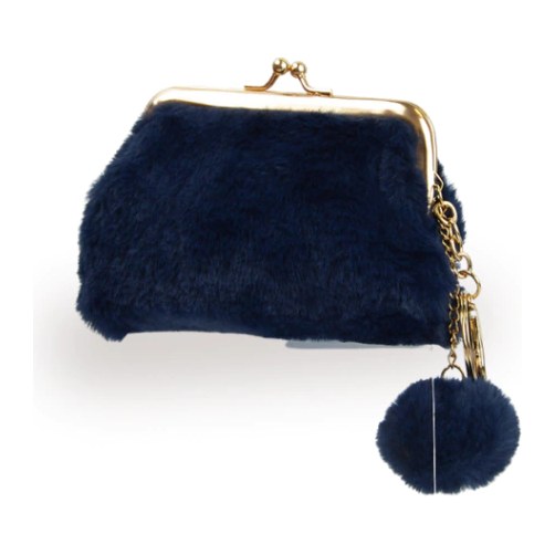 MONEDERO + LLAVERO  PELUCHE C/ POMPON (NEGRO - 1 UND - BOLSA) THELMA Y LOUISE