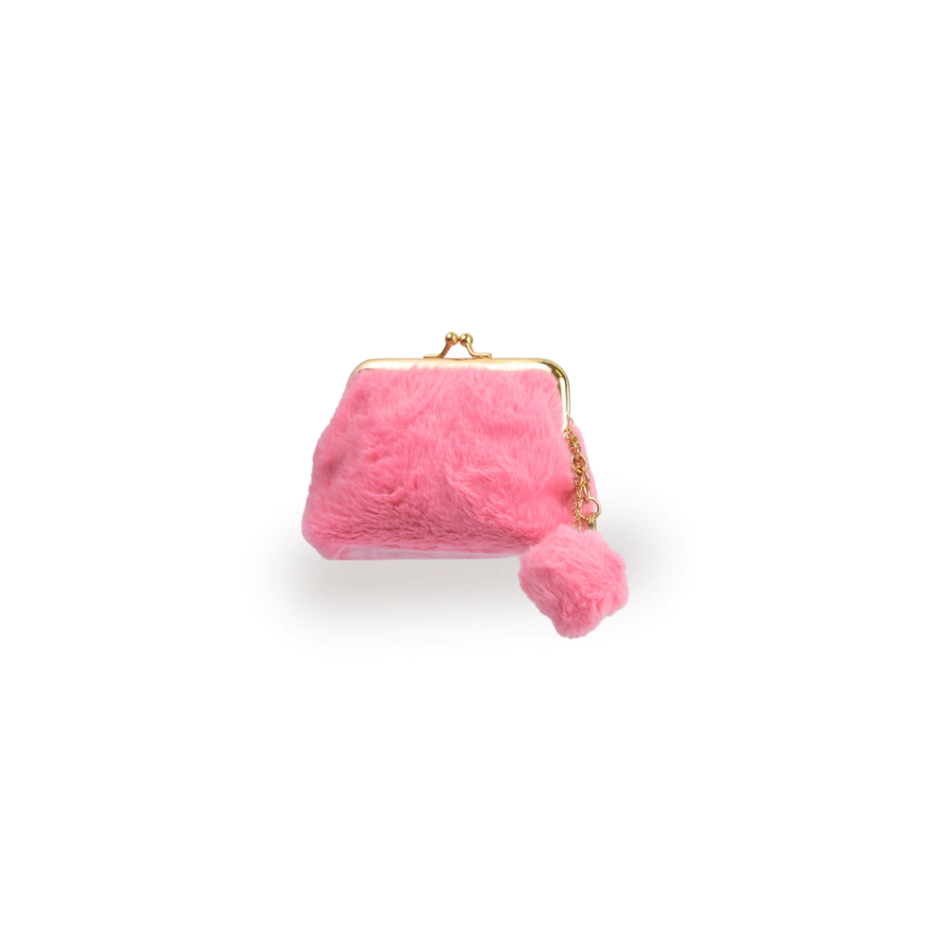 MONEDERO + LLAVERO  PELUCHE C/ POMPON (FUCSIA - 1 UND - BOLSA)