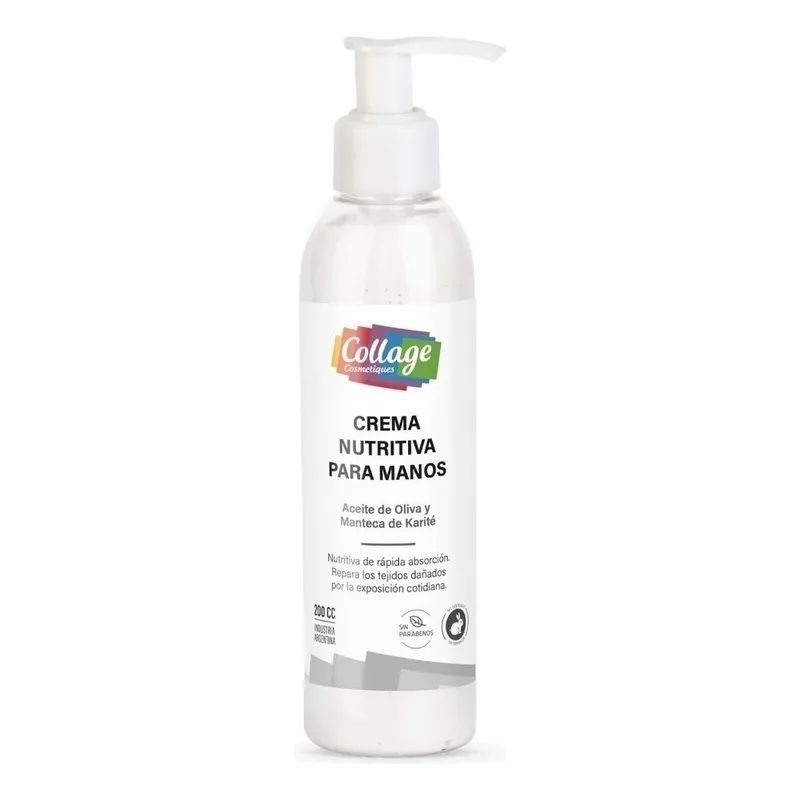CREMA NUTRITIVA PARA MANOS ACEITE DE OLIVA Y MANTECA DE KARITE (200 ML - FRASCO)