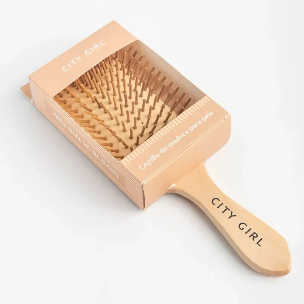 CEPILLO DE MADERA PARA PELO (1 UND - CAJA)