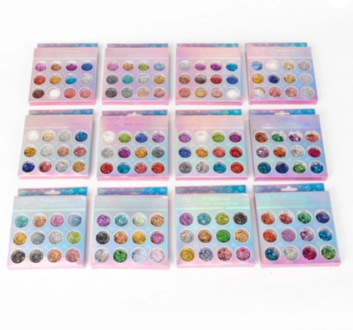 POLVO DECORATIVO P/ UÑAS VARIOS TONOS (12 UND - CAJA)