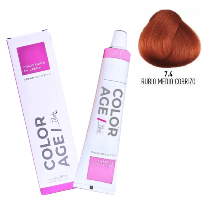 Color Age COLORACION EN CREMA 7.4 (RUBIO MEDIO COBRIZO  - 60 ML - CAJA)