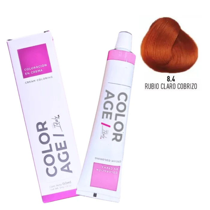 COLORACION EN CREMA 8.4 (RUBIO CLARO COBRIZO - 60 ML - CAJA) COLOR AGE