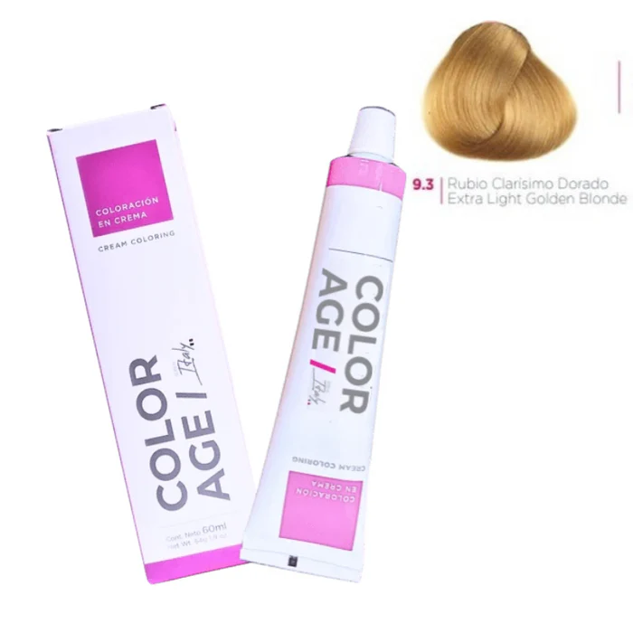 COLORACION EN CREMA 9.3 (RUBIO CLARISIMO DORADO - 60 ML - CAJA) COLOR AGE