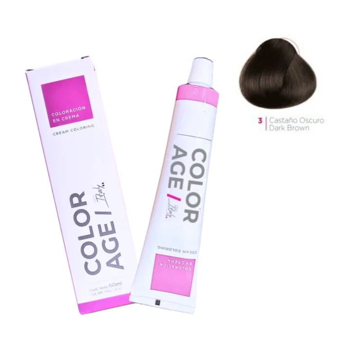 ColorAge COLORACION EN CREMA 3 (CASTAÑO OSCURO - 60 ML - CAJA)