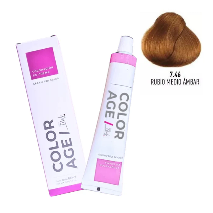 Color Age COLORACION EN CREMA 7.46 (RUBIO MEDIO AMBAR - 60 ML - CAJA)