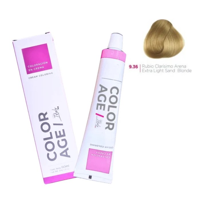 COLORACION EN CREMA 9.36 (RUBIO C/ARENA - 60 ML - CAJA) COLOR AGE