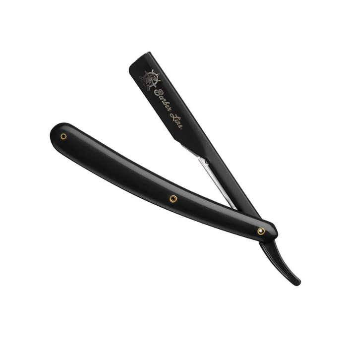 NAVAJA NEGRA BARBER LINE MANGO PLASTICO (1 UND - ESTUCHE)