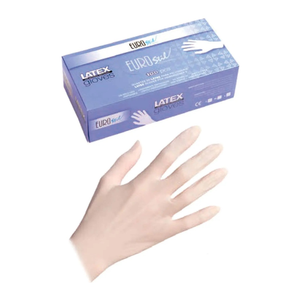 [45686] GUANTES DE LATEX TALLA M (BLANCOS - 100 UND - CAJA) EUROSTIL