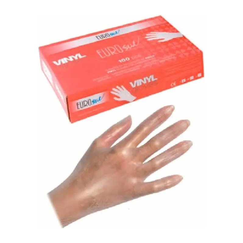 [45683] GUANTES DE VINILO TALLA L VENTA POR PAR (TRANSLUCIDOS - 100 UND - CAJA) EUROSTIL