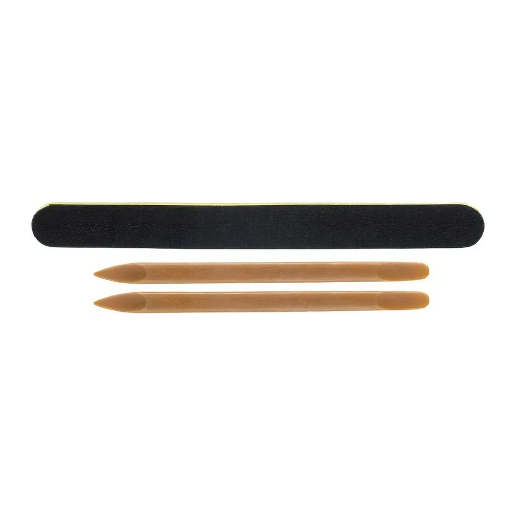 [33259] LIMA ACOLCHADA NEGRA + 2 BAJA CUTICULAS (3 UNIDADES - PAQUETE) EUROSTIL