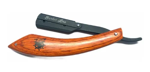 NAVAJA DE AFEITAR NEGRA MANGO DE MADERA (1 UND - ESTUCHE)