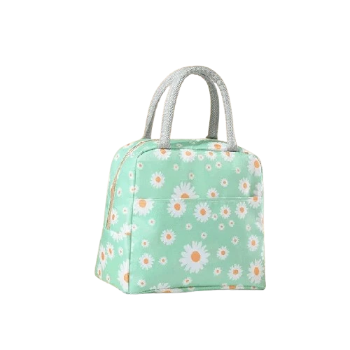 LUNCHERA TÉRMICA PICNIC FLORES ROSA Y VERDE AGUA