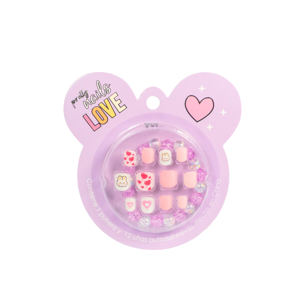 BLISTER UÑAS POSTIZAS KIDS LOVE PRETTY NAILS  (LILA)