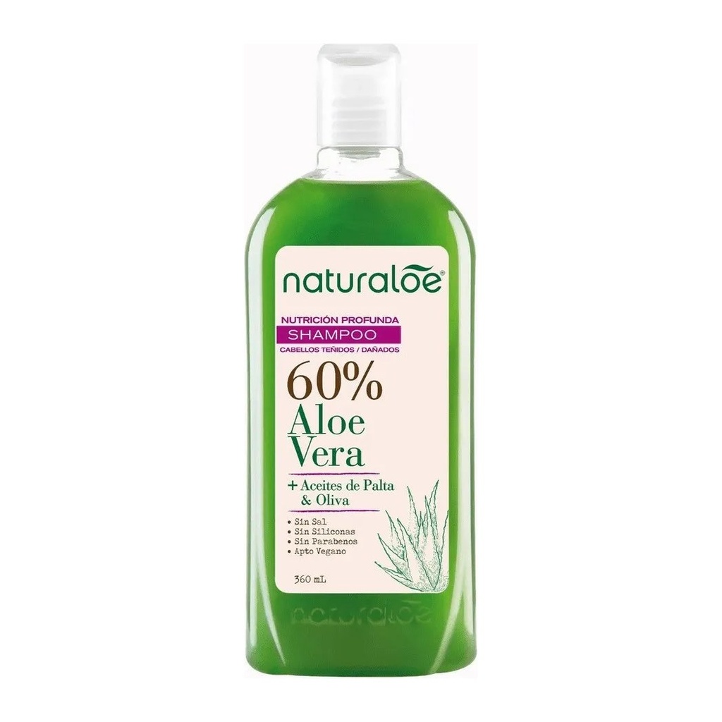SHAMPOO (NUTRICION PROFUNDA) CABELLOS TENIDOS Y DAÑADOS 360 ML. NATURALOE